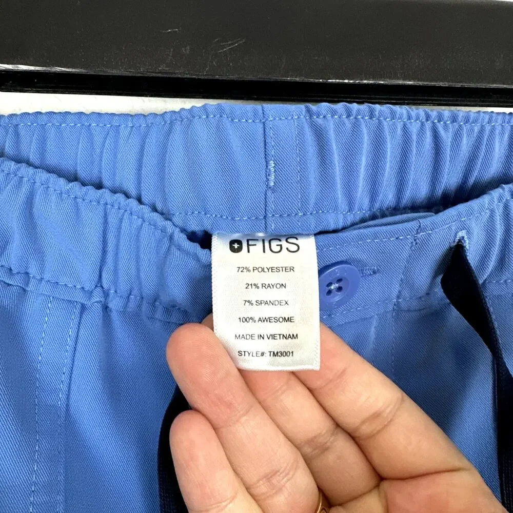 Figs Men's Cairo Cargo Scrub Pants in Ceil Blue Size Medium